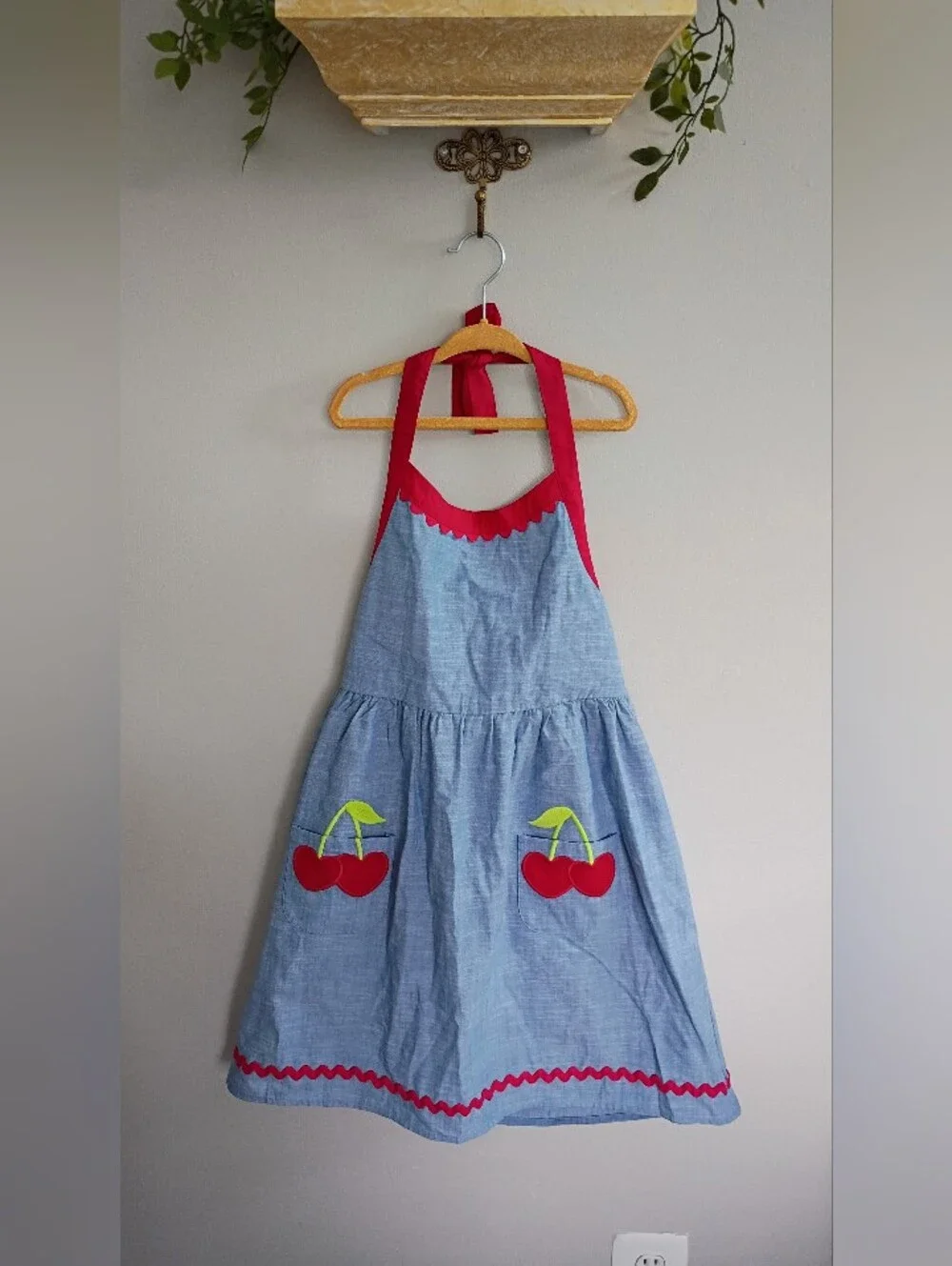 Gymboree Blue Sundress with Red Trim and Cherry Pockets